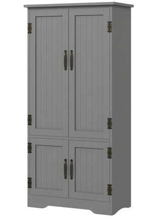 Accent Floor Storage Cabinet Kitchen Pantry with Adjustable Shelves and 2 Lower Doors, Gray