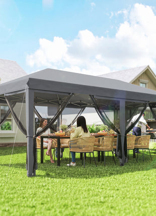 10' x 20' Pop Up Canopy Tent with Netting, Heavy Duty Instant Sun Shelter, Large Tents for Parties with Carry Bag for Outdoor, Garden, Patio, Gray