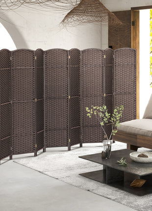 Folding Room Divider Screen 8 Panel 5.6 ' Tall Privacy Screen Freestanding Room Partition for Home Office, Brown