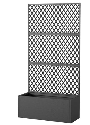 Metal Planter Box with Trellis, Raised Garden Bed with Trellis, Diamond Lattice Privacy Planter for Climbing Plants
