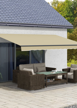 16' x 10' Retractable Awning, 280gsm UV Resistant Sunshade Shelter for Deck, Balcony, Yard, Beige