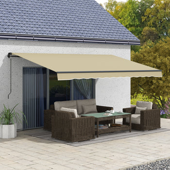 16' x 10' Retractable Awning, 280gsm UV Resistant Sunshade Shelter for Deck, Balcony, Yard, Beige