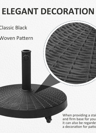 20.5" Heavy Duty Umbrella Stand, 50 lbs. Umbrella Base for 1.5" or 2" Umbrella Poles, Patio Market Stand for Deck, Black