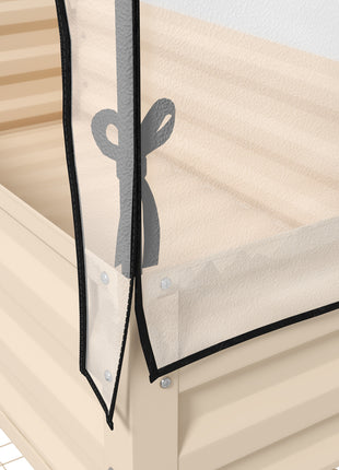 Raised Garden Bed with Legs and Cover, Metal Elevated Planter Box with Bottom Shelf and Liner for Vegetables, Cream