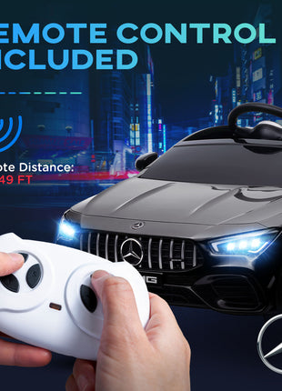 Mercedes-Benz AMG Licensed 12V Kids Ride on Car with Remote Control, Rear Suspension, LED Lights, Music, Black