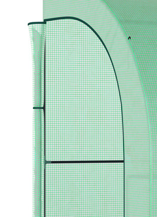 10' x 5' x 7' Lean to Greenhouse, Walk-In Green House, Plant Nursery with 2 Roll-up Doors and Windows, PE Cover and 3 Wire Shelves, Green