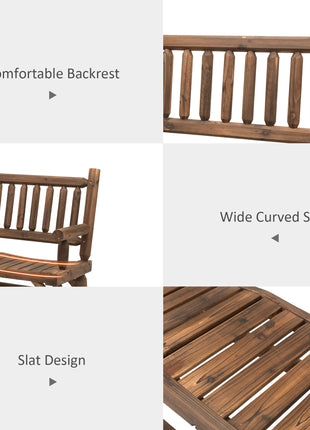 2-Person Wood Rocking Chair with Log Design, Heavy Duty Loveseat with Wide Curved Seats for Patio, Backyard, Garden, Walnut