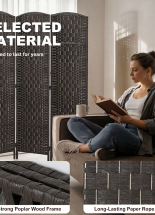 Room Divider, 3 Panel Folding Privacy Screen, 70.9" Tall Portable Weave Partition Wall Divider for Bedroom, Coffee