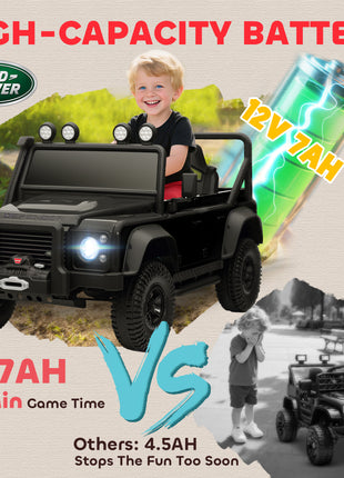 Land Rover Licensed Electric Car for Kids with Remote Control, Dual Motors, Spring Suspension, LED Lights, Black