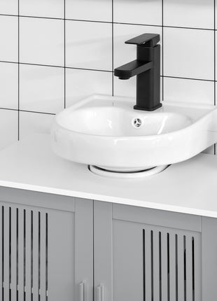 Under Sink Pedestal Storage Bathroom Cabinet, Gray White