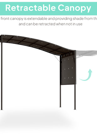 10' x 8' Outdoor Pergola and Patio Gazebo for Garden, Camper, Deck, Doors and Windows, Brown