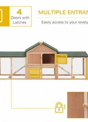 Rabbit Cage Outdoor, Rabbit House 83" 2 Story Deluxe XL Wooden Rabbit Hutch Big Bunny Cage w/ Ladder and Run