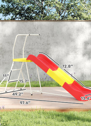 6ft Slide for Kids, Metal Freestanding Playground Equipment with Climbing Ladder, for Backyard, Outdoor, Indoor, Red