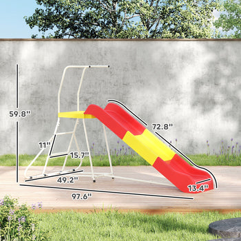 6ft Slide for Kids, Metal Freestanding Playground Equipment with Climbing Ladder, for Backyard, Outdoor, Indoor, Red