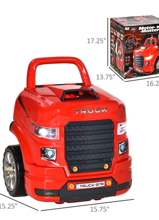 Mechanic Kids Truck Engine Toy Set, Car Service Play Set, Red