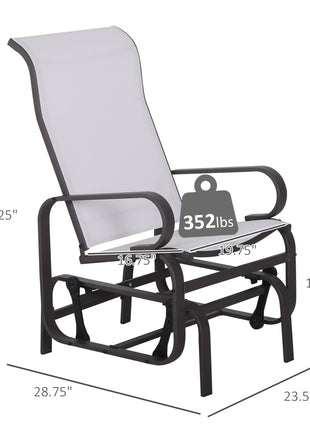 Gliding Lounger Chair, Single Rocker with Lightweight Metal & Mesh Construction, White