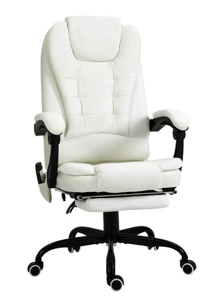 7-Point Vibrating Massage Office Chair High Back Executive Recliner with Lumbar Support, Footrest, Reclining Back, Adjustable Height, White
