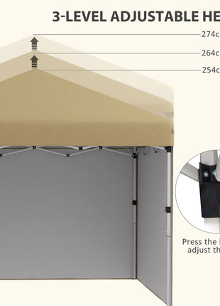 10' x 10' Pop Up Canopy with Sidewalls, Weight Bags and Carry Bag, Height Adjustable Tent for Parties, Beige