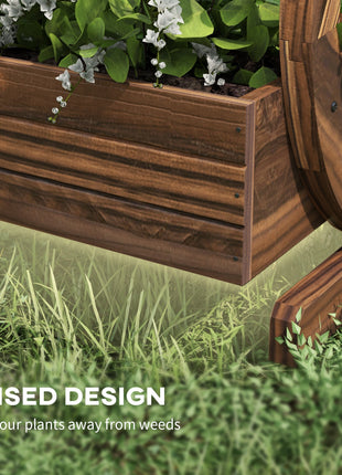 Wooden Wagon Planter Box, 3-Tier Raised Garden Bed, for Vegetables Flowers Herbs, 25" x 21" x 24"
