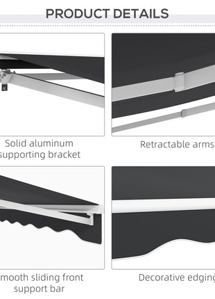 10' x 8' Electric Retractable Awning, Sun Shade Shelter，Remote Controller and Crank Handle for Deck, Balcony, Yard,