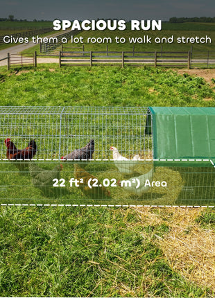 Metal Chicken Coop with Cover for Backyard Small Animals Duck Rabbit, 106" x 29.5" x 29.5", Green