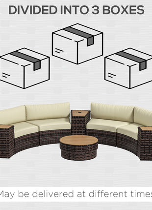 8 Piece Patio Furniture Set with 4 Rattan Sofa Chairs & 4 Tables with Storage & Umbrella Hole, Mixed Brown