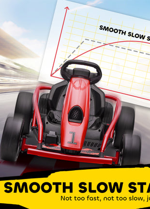 24V Electric Go Kart for Kids, Drift Ride-On Racing Go Kart with 2 Speeds, for Boys Girls Aged 8-12 Years Old, Red