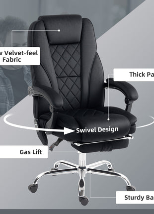 Massage Office Chair, Heated Reclining Computer Chair with Adjustable Height and Footrest, Black
