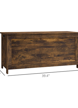 39.4" Storage Trunk w/ 2 Safety Hinges, Wooden Storage Bench w/ Side Handles, Storage Chest for Playroom, Rustic Brown