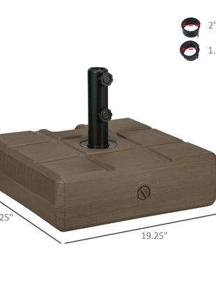 Umbrella Stand for 1.5", or 1.9" Umbrella Poles, Fillable Umbrella Base, Brown