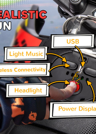 12V Aprilia Licenced Kids Motorcycle with Training Wheels, Spring Suspension, LED Light, USB, Music, Yellow