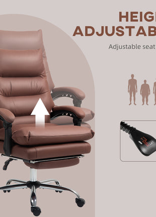 Microfibre Massage Office Chair, Heated Reclining Chair with Footrest, Double-tier Padding, Swivel Wheels, Coffee
