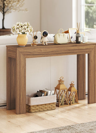 Modern Console Table, 47" Narrow Entryway Table, Walnut