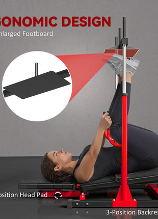 Vertical Leg Press Machine with Adjustable Leg, Back, and Head Positions, 1" Standard Plate Compatible, Red