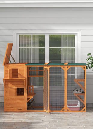 Large Outdoor Cat House for 3 Kitties, Multi-Level Design with Big Hiding Areas 2 Stories & Multiple Platforms Cat Condo