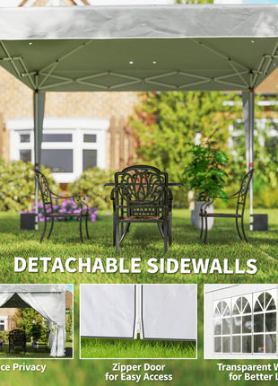 10 x 10 ft Pop Up Canopy Tent with Sidewalls, UPF50+ Outdoor Portable Instant Canopy Shelter with Carry Bag, White
