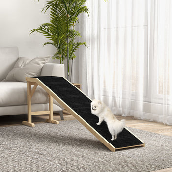 Dog Ramp for Bed, Pet Ramp for Dogs with Non-Slip Carpet and Top Platform, 74" x 16" x 25", Natural