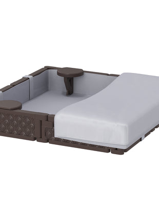 Kids Sandbox with Cover, 4 Corner Seats, Bottom Liner for Backyard, Garden, Outdoor, 47" x 47" x 9", Dark Brown
