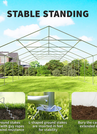 Heavy Duty Party Tent, 19.5' x 39' Large Sun Shade Canopy Tent for Parties, Wedding, Events, BBQ Grill, White