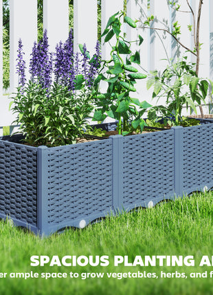 Plastic Raised Garden Bed, 4 x 1 x 1 ft Outdoor Flower Box with Drainage Holes for Vegetables, Herbs, Blue