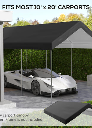 20' x 10' Carport Replacement Canopy for Model 84C-207WT or 84C-386V00WT with Ball Bungee Cords, Gray (Only Cover)