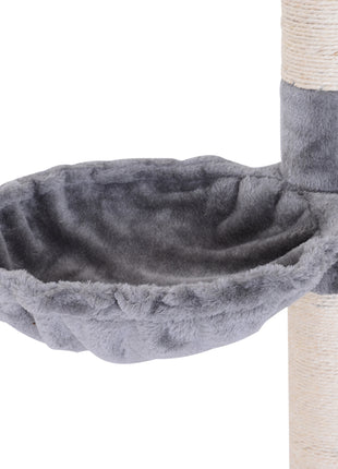 102" Adjustable Height Floor to Ceiling Cat Tree, 5 Level Cat Tower with Scratching Posts, Hammock, Gray