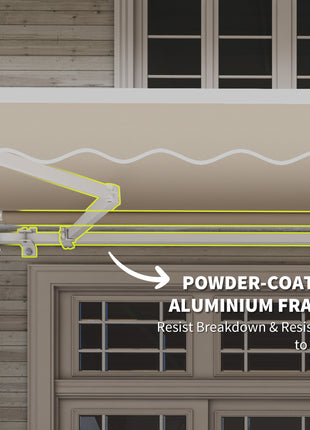 12' x 10' Retractable Awning Patio Awnings Sun Shade Shelter with Manual Crank Handle, 280g/m² UV & Water-Resistant Fabric and Aluminum Frame for Deck, Balcony, Yard, Cream White