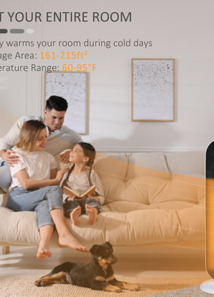 Oscillating Ceramic Tower Indoor Space Heater for Home, Adjustable Thermostat, 24H Timer & Remote Control