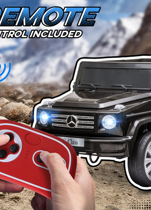 12V Mercedes Benz G500 Licensed Kids Electric Car with Remote Control, Headlights, Music, Suspension, Storage, Black