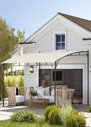 10' x 10' Outdoor Pergola Gazebo, Garden Sun Shade Shelter with Metal Frame for Porch, Patio, Deck, Backyard, Cream