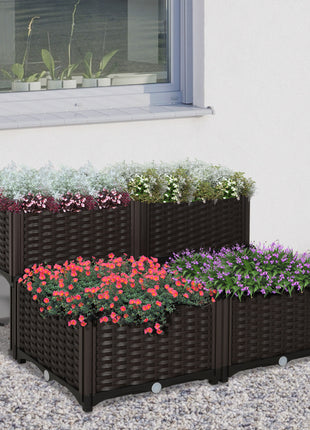 4 Piece Raised Garden Bed with Legs, Planter Box Raised Bed to Grow Flowers, Herbs & Vegetables, Brown