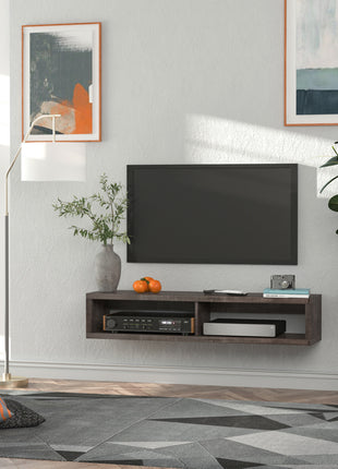 Wall Mounted TV Stand, Media Console Floating Storage Shelf for Living Room or Home Office, Dark Grey