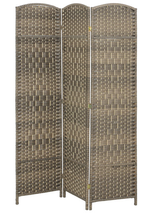 Folding Room Divider Screen 3 Panel 6' Tall Privacy Screen Freestanding Wood Partition for Home Office, Dark Rustic Oak