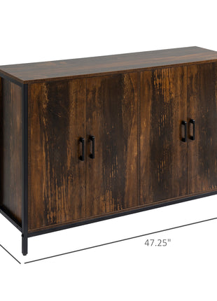 Industrial Sideboard Buffet Cabinet with Doors, Kitchen Cabinet, Coffee Bar Cabinet with Adjustable Shelves, Rustic Brown